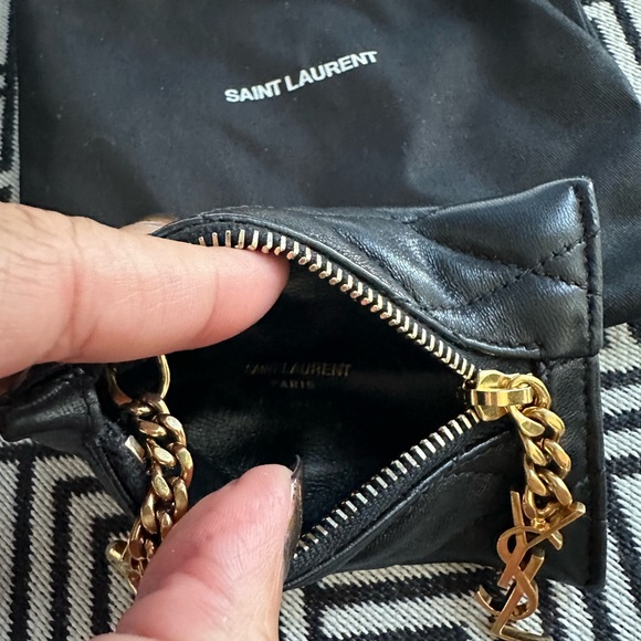 Saint Laurent Black Triangle Quilted Pouch Keychain - Picture 5 of 7